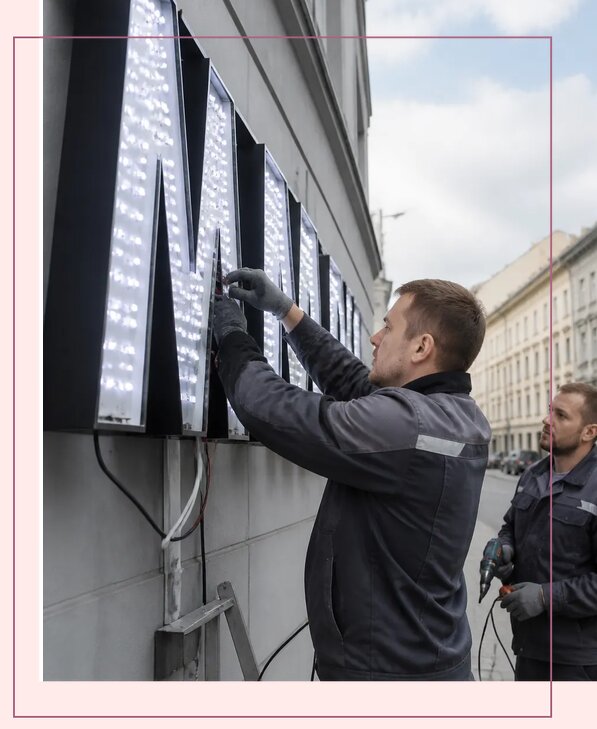Изготовление и монтаж светодиодных LED вывесок в Колпине